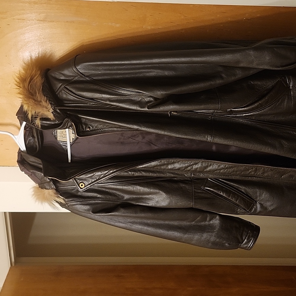 A women's genuine leather coat